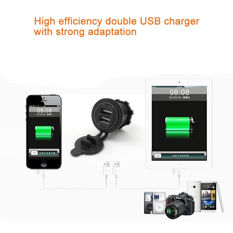 Szivargyújtóból autó Splitter 12V 24V 2 portos USB autós töltő 5V 4 2A