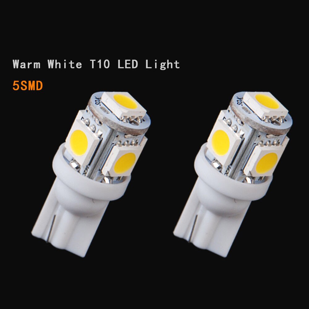 10db T10 5050 5SMD 5 SMD meleg fehér LED es autós Truck fény Wedge