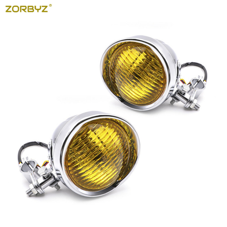 Zorbyz Motorkerékpár 12 V Chrome Retro Fém Ködvilágítás Tekercs Ketrec