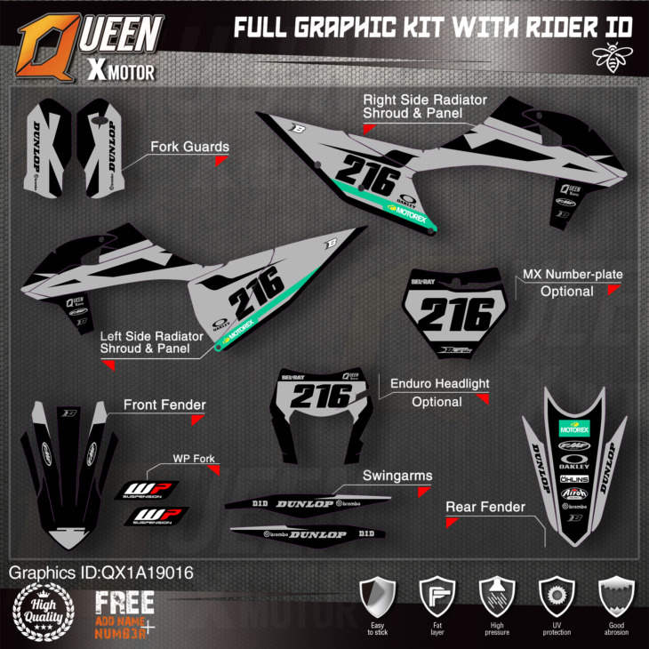 Queen X Motor Custom Team Graphics Matrica Matricák Készlet A Ktm 2019