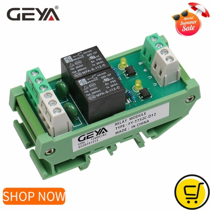 Geya Fy T73 2 Csatornás Relé Modul Din Sín 12V 24V Ac230V Relé