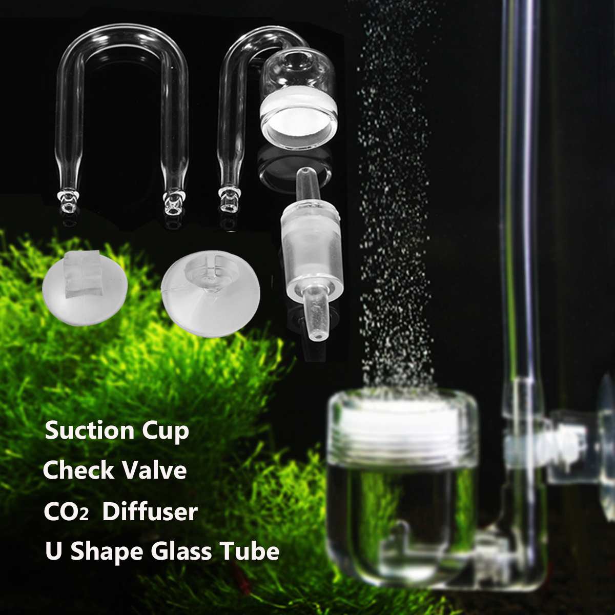 1-Set-Aquarium-CO2-System-Diffuser-Check-Valve-U-Shaped-Glass-Tube-Bend-Accessory-DIY 1 Készlet Akvárium Co2 Rendszer Diffúzor Visszacsapó Szelep U Alakú Üvegcső Kanyar Tartozék Barkácsolás - Image 1