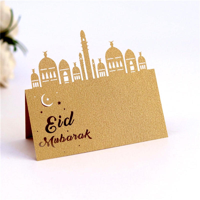 10/20 / 30Db Eid Mubarak Képeslapkártyák Ramadan Party Ülőkártya Üreges Helykártyák Happy Kareem Muszlim Dekoráció