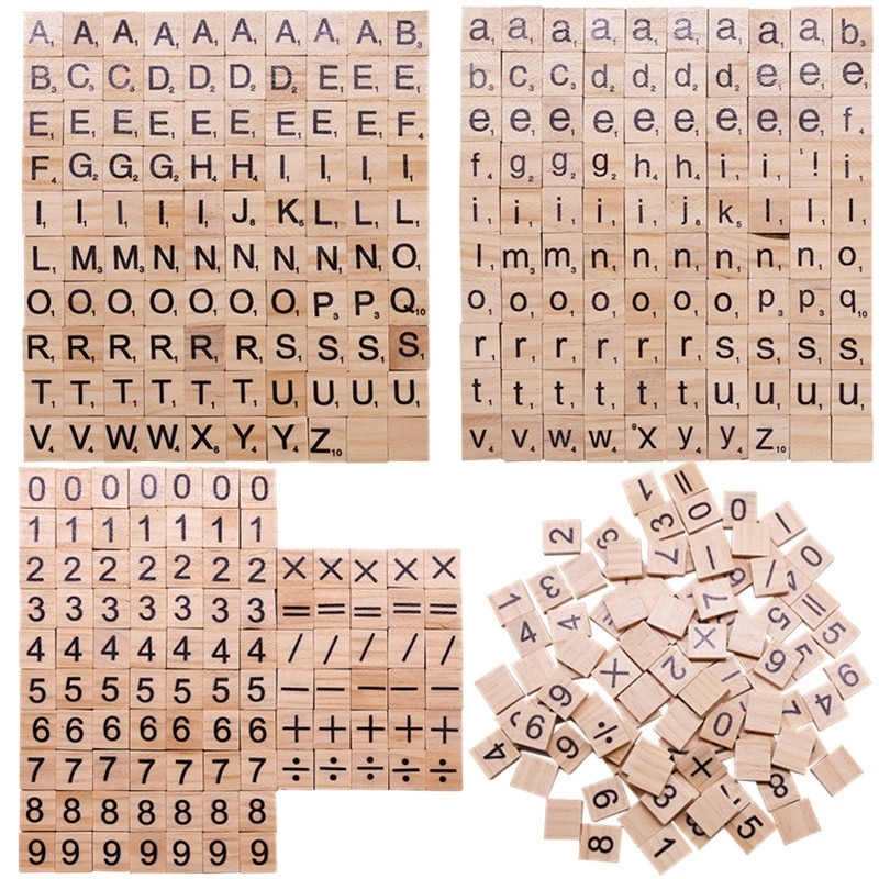 100Db Fából Készült Kaparós Betűk Angol Ábécé Szó Kézműves Digitális Puzzle Agy Játék Scrabble Csempék Megtanulják A Gyerekek