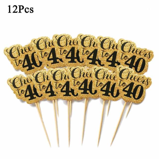 12pcs gold black 40