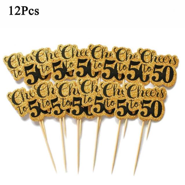 12pcs gold black 50