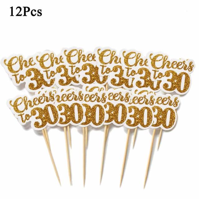 12pcs gold white 30