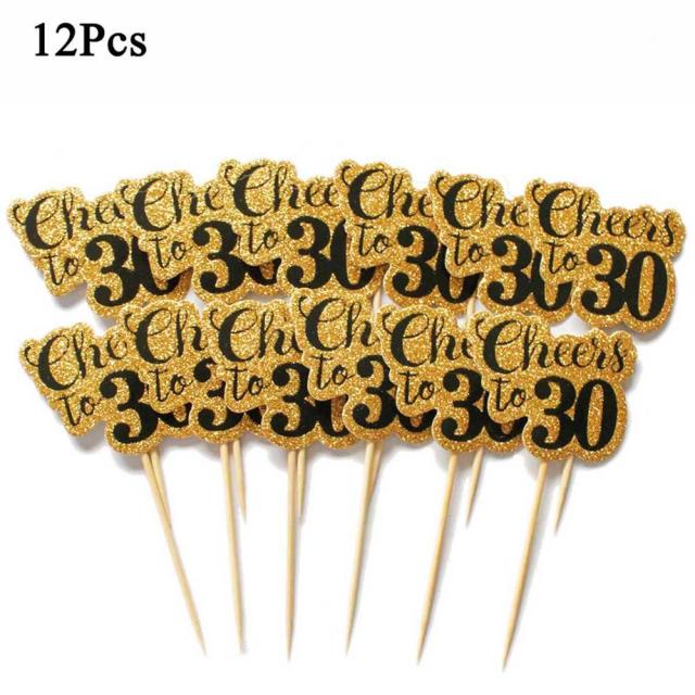 12pcs gold black 30