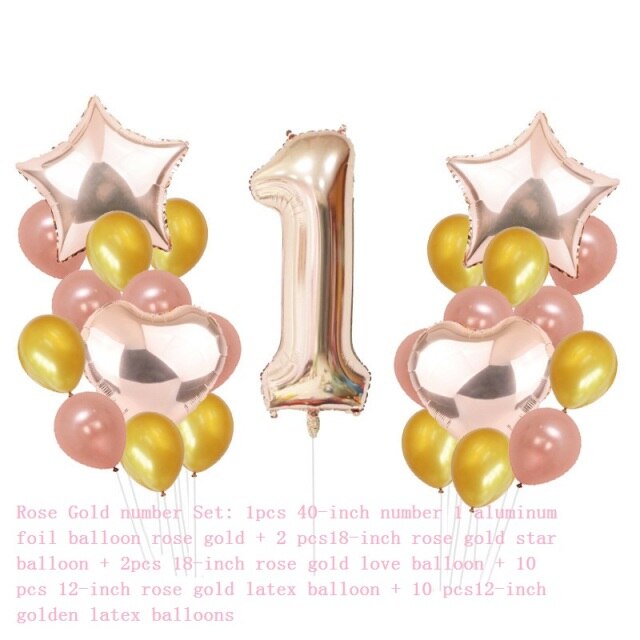 Rose gold number set