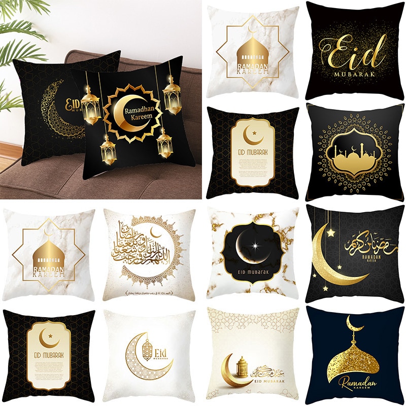 1Db Otthoni Dekoratív Párnahuzat Eid Mubarak Ramadan Dekorációk Csinos Kanapé Párnahuzat-Burkolatok Iszlám Kareem Párt