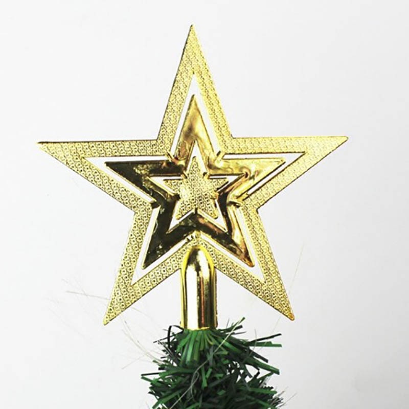 1Db Arany Ezüst Vörös Csillag Karácsonyfa Felső 3D Ötpontos Karácsonyi Otthon Asztaltető Dekoráció Boldog Karácsonyt