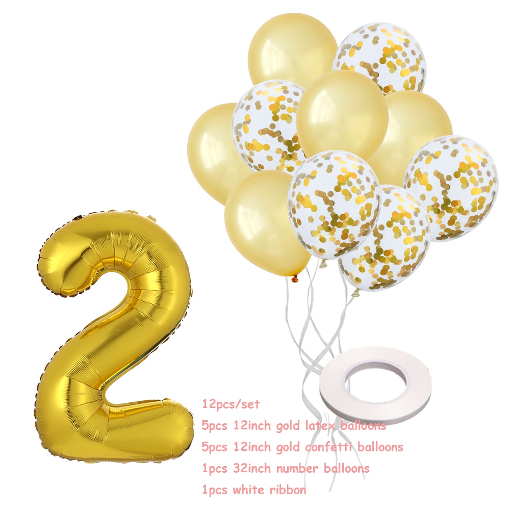 1Set Rose Gold 1 2 3 4 5 6 7 8 9 Fólia Lufi Száma Küldd Birthday Party Dekoráció Gyerekek Baba Zuhany