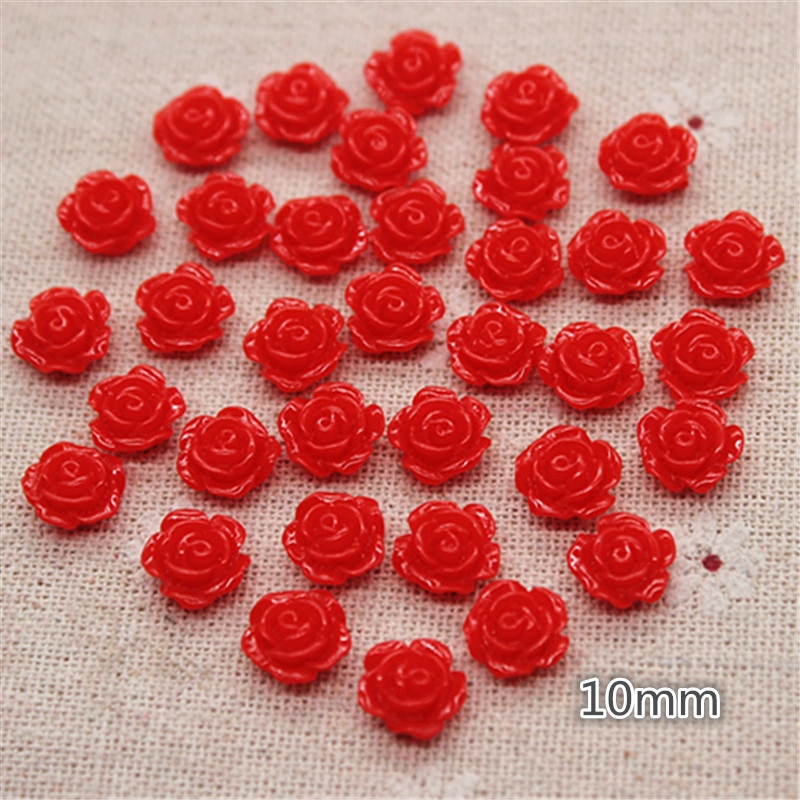 100Db 10Mm Keverék Színek Aranyos Gyanta Rózsa Virágok Flatback Cabochon Barkács Ékszerek / Kézműves Dekorációk