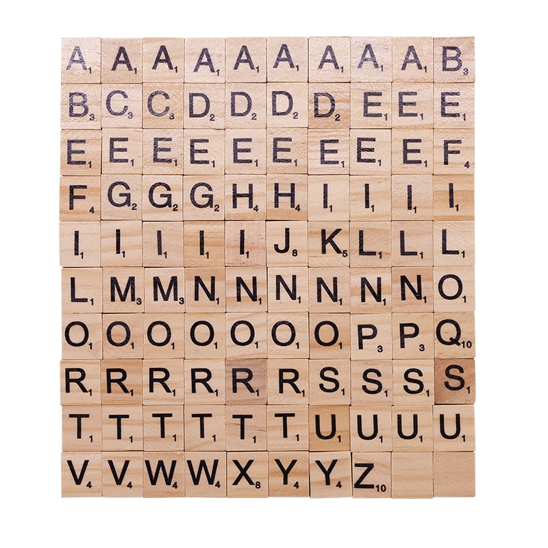 100Db / Tétel Fa Fakarcsa Betűk Ábécé Scrabble Fekete És Számok Digitális Puzzle Játékok Gyerekeknek Kedvez 1