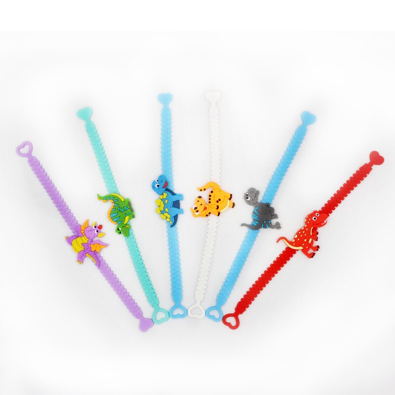 10Db / Készlet Dinoszaurusz Party Gumi Karkötő Kulcstartó Dekoráció Gyerekeknek Kedvez A Színes Egy Vú Kellékek Születésnapi - Image 4