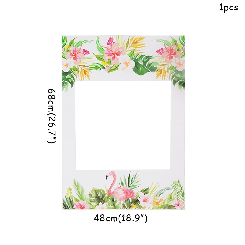 1Db Hawaii Party Flamingo Po Booth Frame Flower Plant Paper Pobooth Props Diy Happy Wedding Birthday Holiday Decor