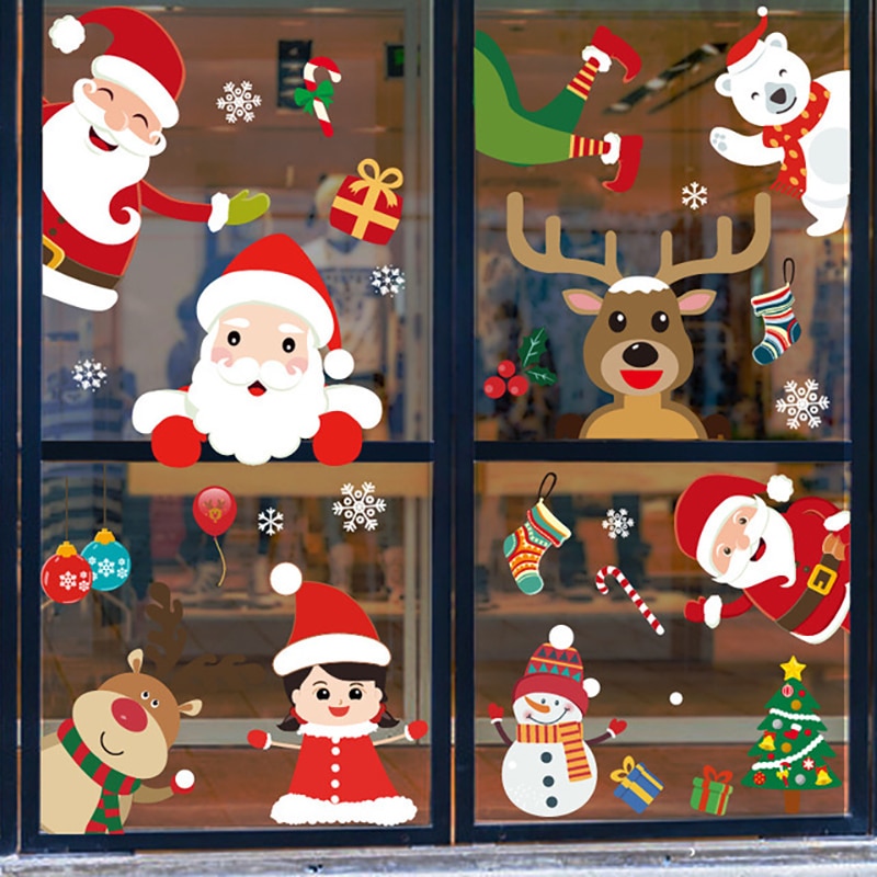 2021 Merry Christmas Ablak Matricák Karácsonyi Díszek Otthoni Falhoz Üveg Év Dekoráció Natal Noel