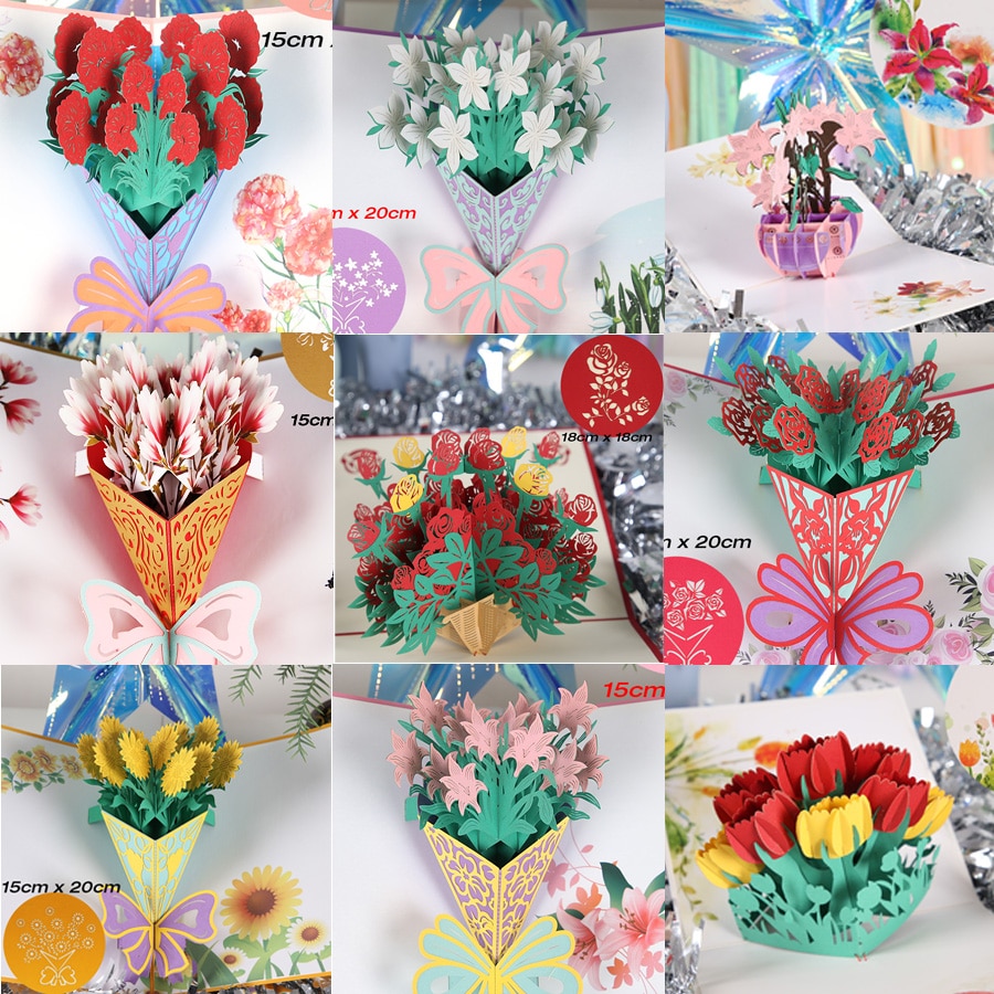 3D Pop-Up Varrás Boldog Születésnapot Üdvözlő Meghívók Lézeres Vágott Rózsa Virágkártya Fiú Barát Ajándék Foci Klub Miniatűr Képeslap