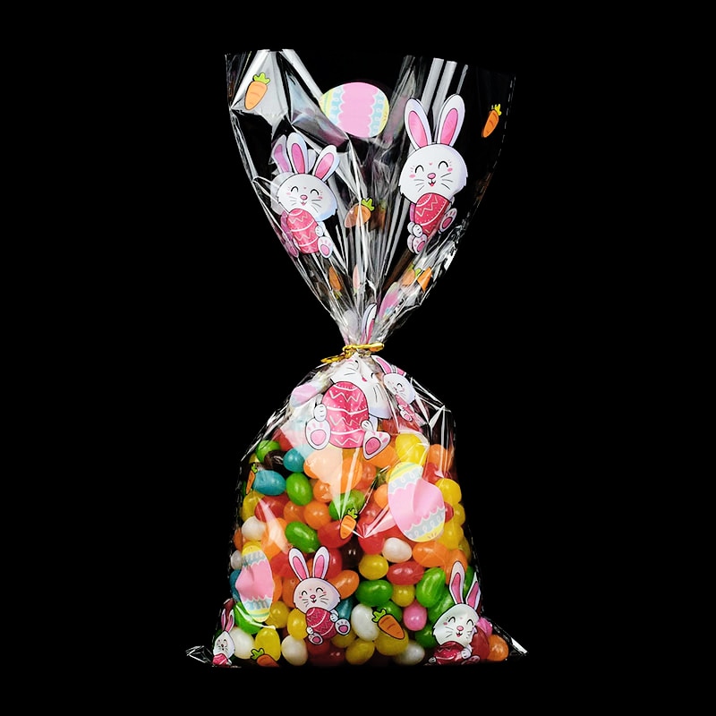 50Db Húsvéti Nyuszi Nyúl Tojás Műanyag Cukorka Táska Sütemény Popcorn Keksz Snack Sütő Csomagolás Party Kedvez A Dekoráció