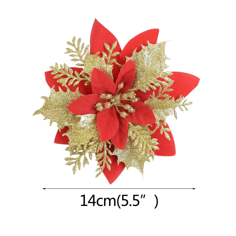 5Db Karácsonyi Dekoráció 14Cm Csillogó Művirág Fej Karácsonyfa Dísz Virág Diy Esküvői Születésnapi