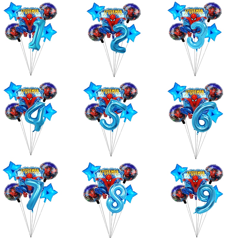 6Db Pókember Fólia Hélium Léggömbök 40 "-Es Számú Felf Ható Labda Baba Zuhany Születésnapi Party Dekoráció Gyerekjátékok Csillaggömbök