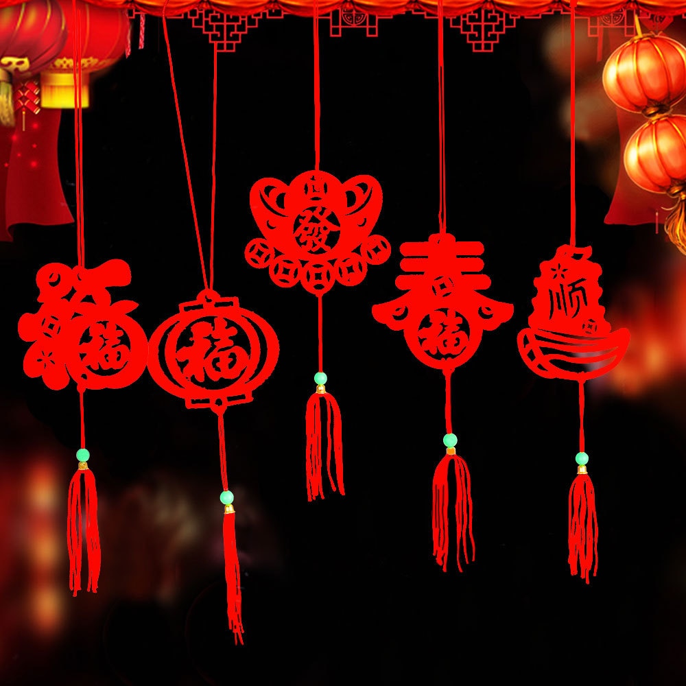 6Db / Csomag Kínai Év Dekorációs Medál Nem Szőtt Stílusú Dekoráció Tavaszi Fesztivál Otthoni Függő Ajándék