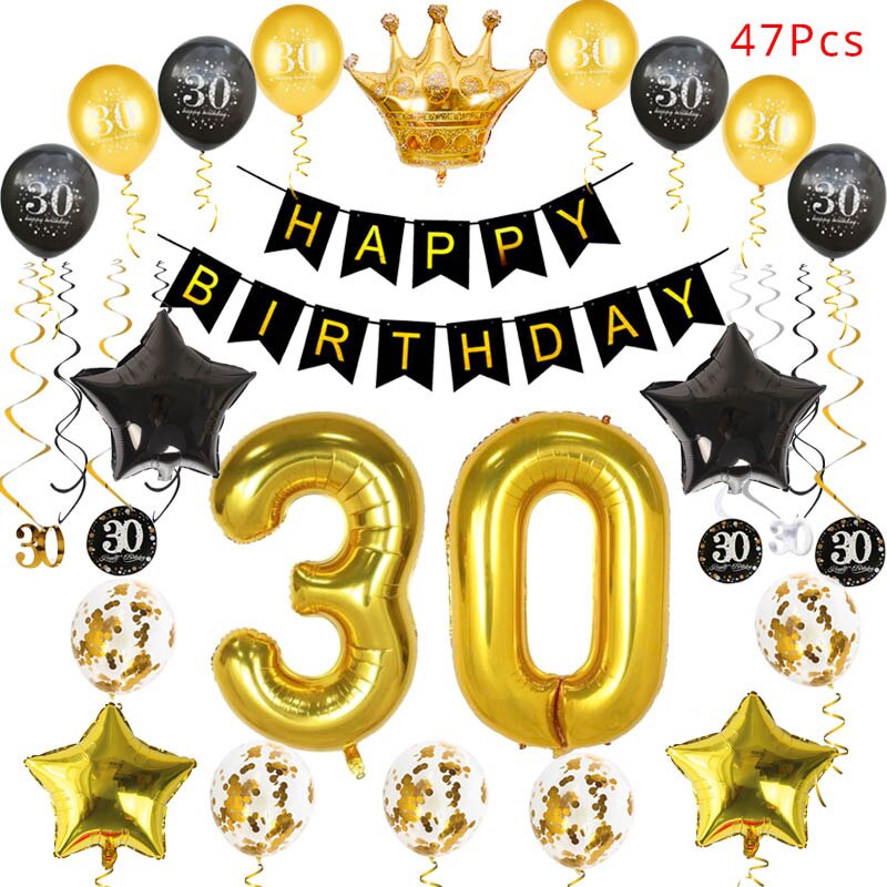 Black Gold Party 30 40 50 60 Boldog Születésnapi Eldobható Evőeszközök Dekoráció Felnőtt Születésnap Éves Kellékek