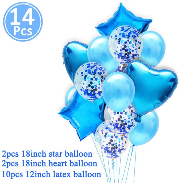 14pcs blue balloons