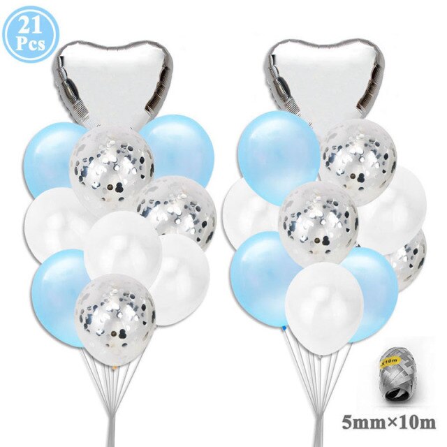 21pcs silver blue