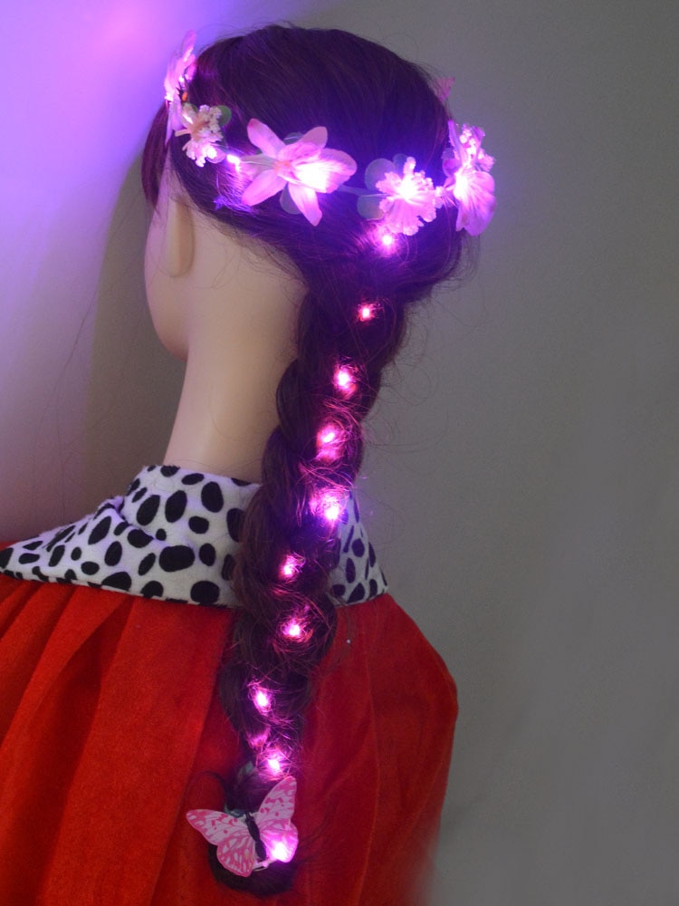 Diy Hair Led Lámpák Húr Fül Virág Koszorú Izzó Villogó Hajformázó Eszköz Braider Weaving Zsinór Születésnapi Esküvői Party Ajándék