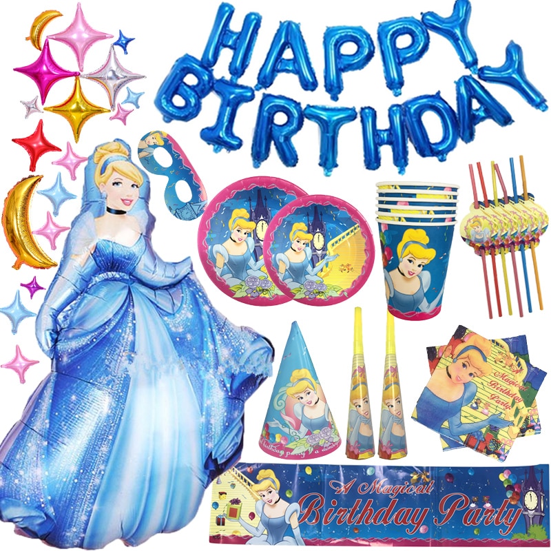 Disney Hamupipőke Téma Party Teríték Lányok Születésnapi Dekoráció Terítő Papír Pohár Tányér Baba Zuhany Kellékek