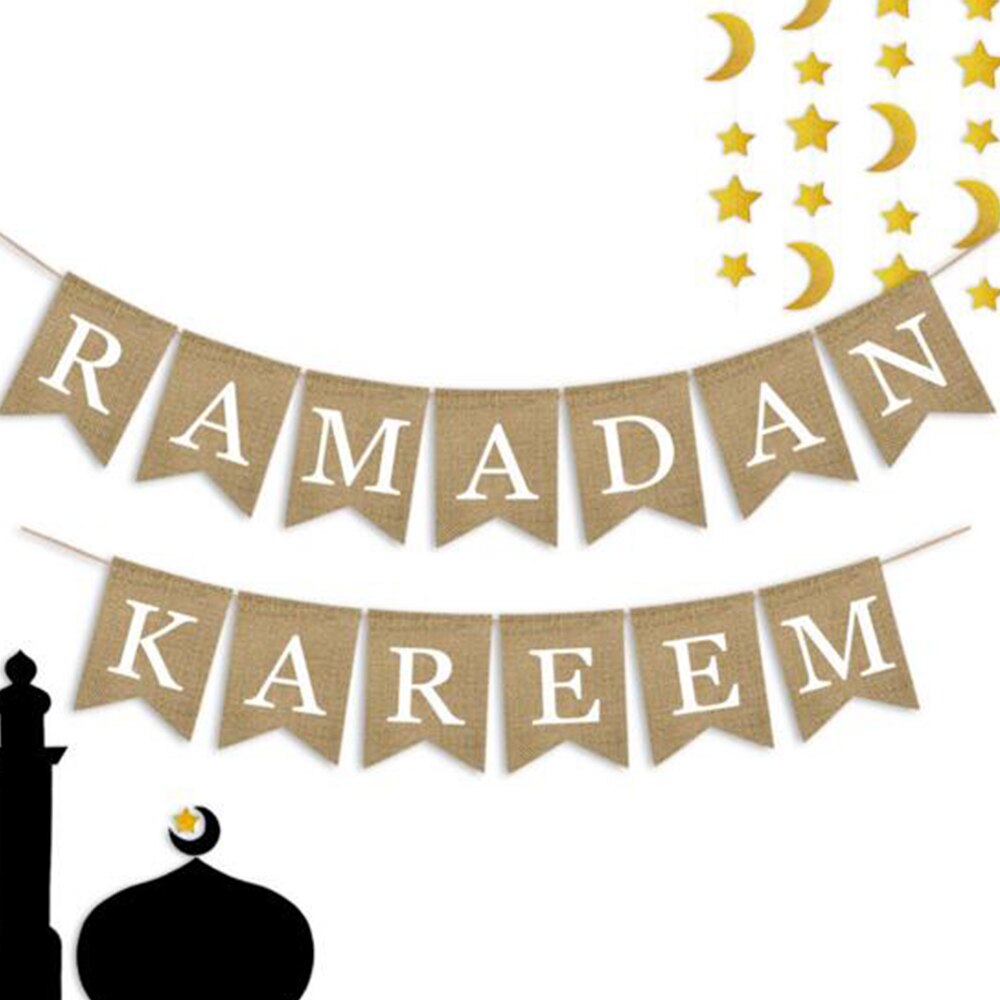 Eid Mubarak Ramadan Kareem Pennant Bunting Muszlim Iszlám Díszek 2