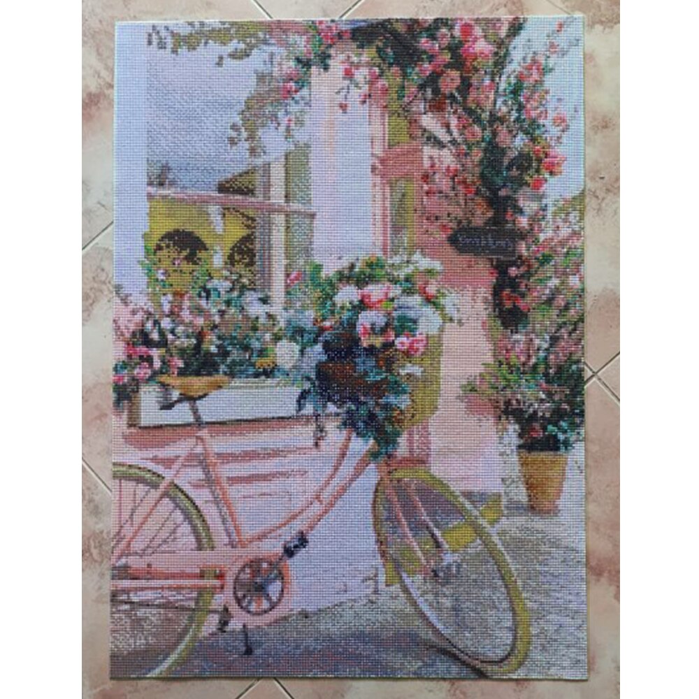 Evershine Gyémánt Festmény Kerékpár Teljes Négyzet Alakú Hímzés Virág Rózsaszín Keresztöltés Mozaik Kézműves Készlet Lakberendezési