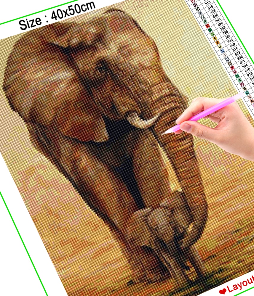 Párnahuzat Homfun Gyémántfestés Keresztszemes "Állati Elefánt" 5D Barkács Gyémánt Hímzés Teljes Négyzet / Kerek Strassz Kép