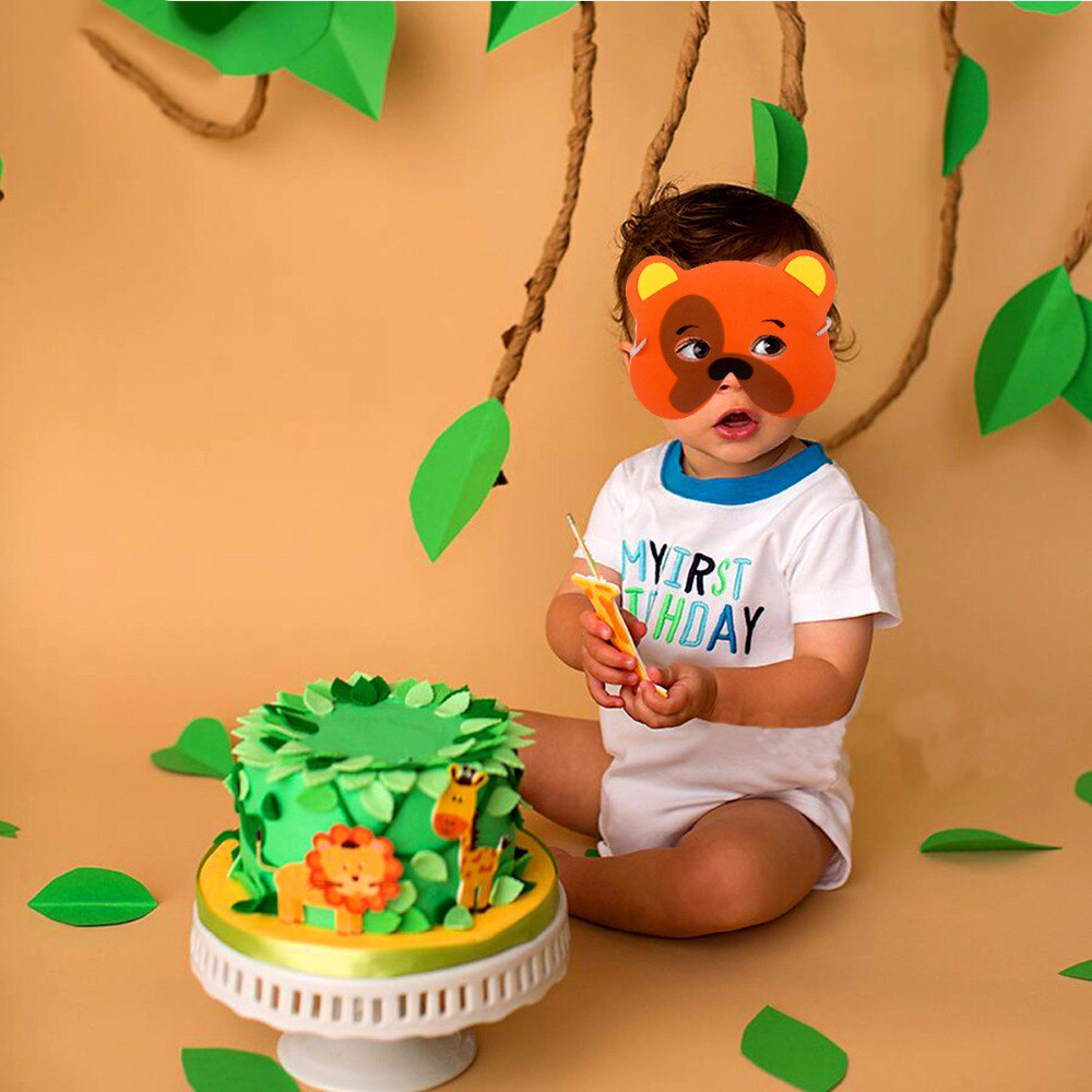 Huiran 12Db Állatmaszk Dzsungel Party Dekoráció Baby Shower Kedvez A Safari Jungle Témának Születésnapi Kellékek Gyerekek Maszk
