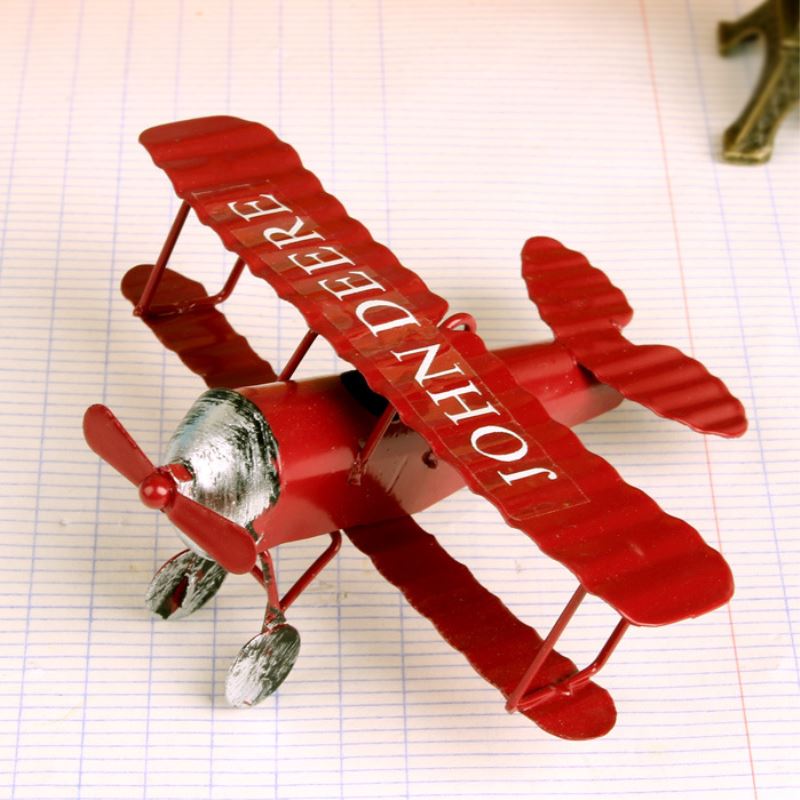 Szüreti Kétfedeles Modell Mini Figurák Lakberendezéshez Fém Vas Légi Repülőgép Gyerekszoba Függő Dekor Gyerekeknek Ajándék