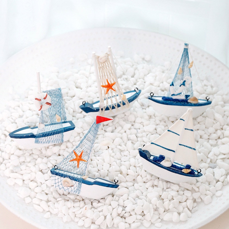 ! Tengeri Kreatív Vitorlás Mód Szoba Dekoráció Figurák Miniatűr Mediterrán Stílusú Hajó Kishajó Díszek