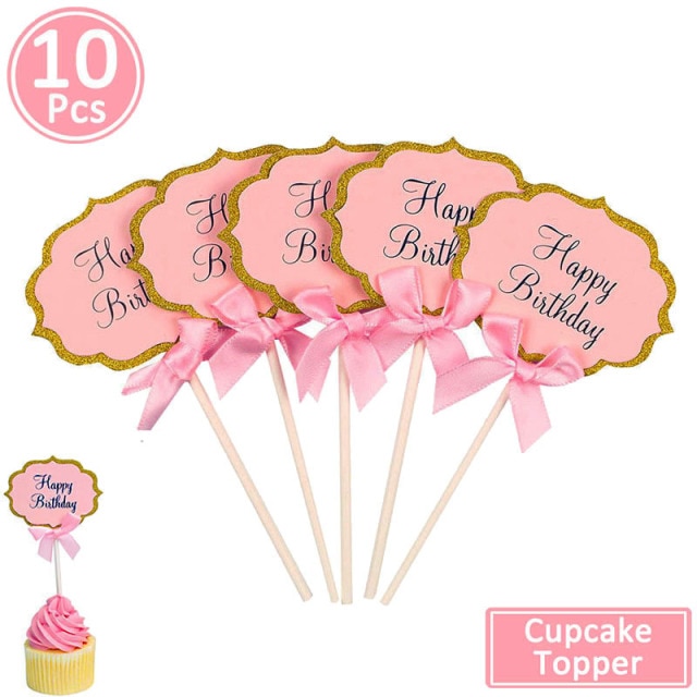 10pcs pink birthday