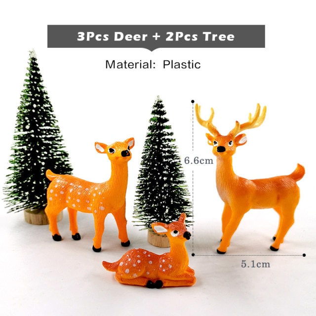 3Pcs Deer 2Pcs Tree