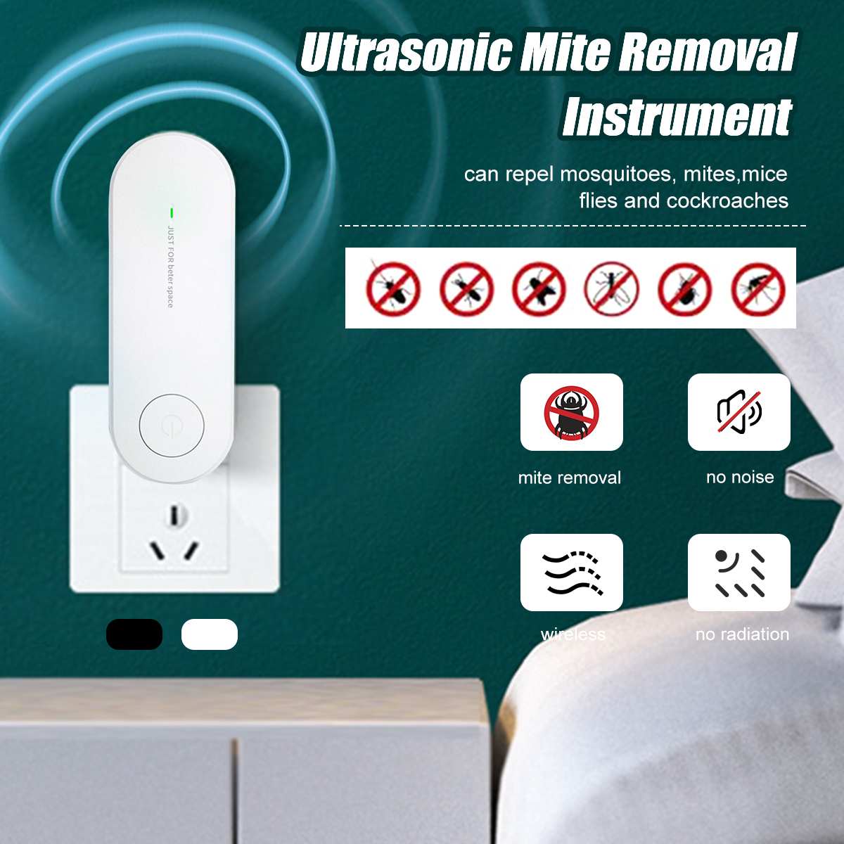 80-100-Wireless-Mite-Removal-Instrument-Ultrasonic-Mite-Removal-Instrument-Dust-Mite-Controller-Repeller-Killer-Controller 80 ~ 100 Vezeték Nélküli Atka Eltávolító Eszköz, Ultrahangos Eltávolítása Hangszer Poratka-Kontroller Repeller Killer Controller - Image 1