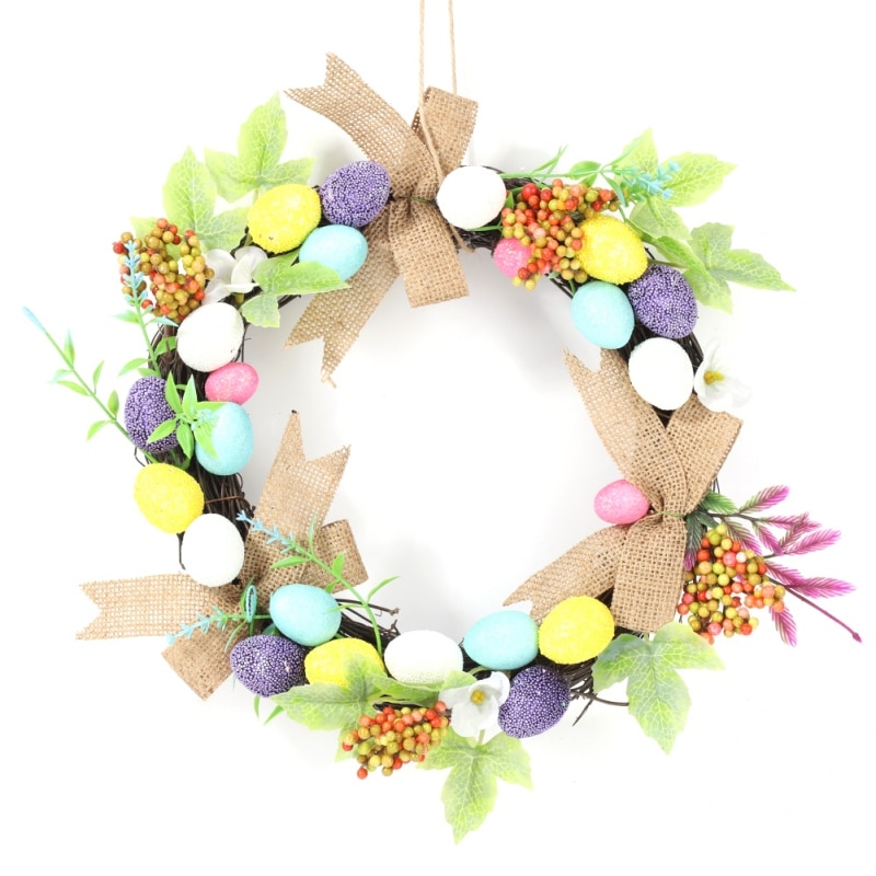 Artificial-Wreath-Garland-Rattan-Frame-With-Easter-Cross-Garland-Halloween-Thanksgiving-Autumn-Holiday Mesterséges Koszorú Rattan Keret Húsvéti Kereszt Koszorúval Halloween Hálaadás Őszi Ünnepi - Image 1