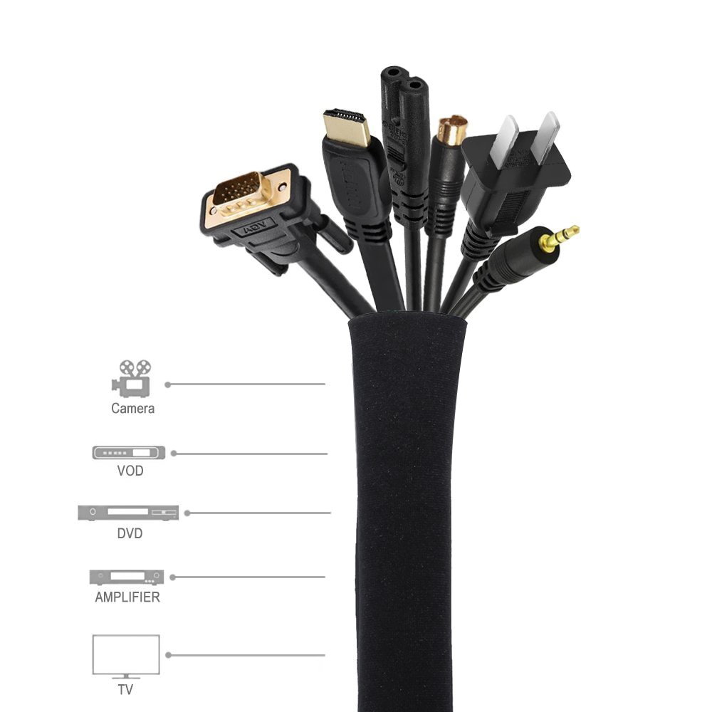 Cable-Concealer-Management-Sleeve-Wire-Organizer-for-TV-Computer-Fridge-Neoprene-Cord-Cover-Cable-Hider-Protector Kábel Rejtegető Kezelése Hüvely Huzalszervező Tv Számítógép Hűtőszekrény Neoprén Zsinór Fedél Kábeltartó Protector - Image 1