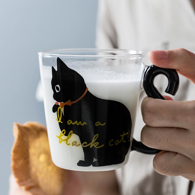 Kávé Tej Tea Pohár Víz Csésze Cartoon Kreatív Aranyos Macska Bögre Vörösbor Sör Pezsgős Üvegek Gyerekek Palack Rahasznosítható