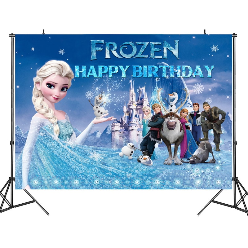 Disney Frozen 2 Party Háttér Állvány Pobooth Hátterű Ruha Gyermek Születésnapi Fali Dekoráció Függöny