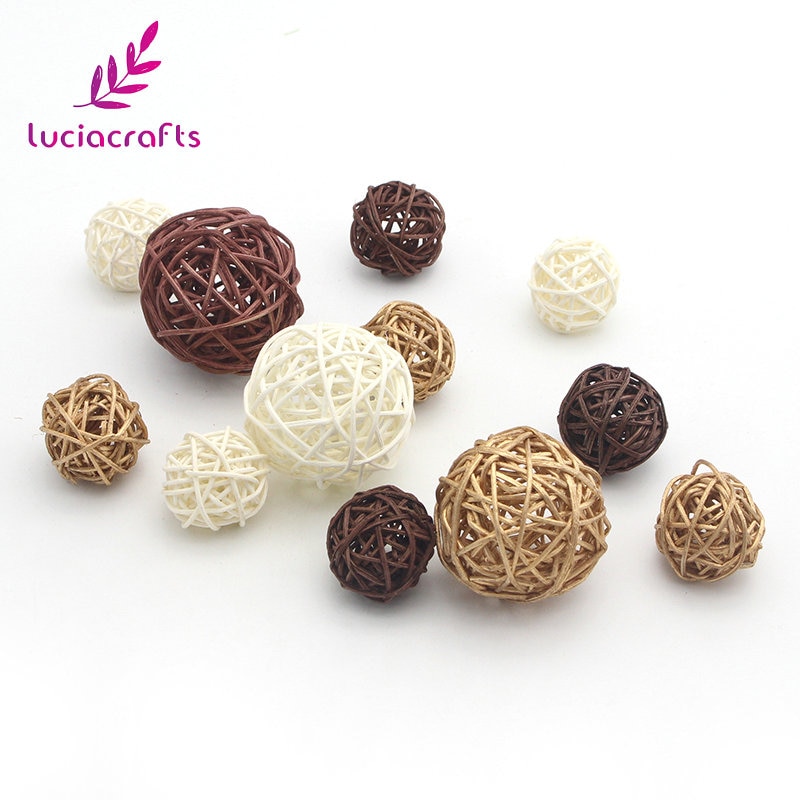 Lucia Kézműves 12Db / Tétel 3-5Cm Vegyes 3 Színű Fonott Vintage Sepak Takraw Labda Barkácsolási Lakberendezési Kiegészítők M0401 - Image 2