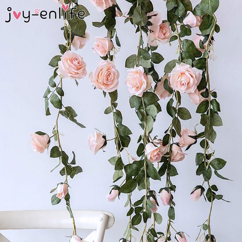 Selyem Mesterséges Rózsaszőlő Függő Virágok Fal Dekorációhoz Rattan Növények Garland Romantikus Esküvői Lakberendezés