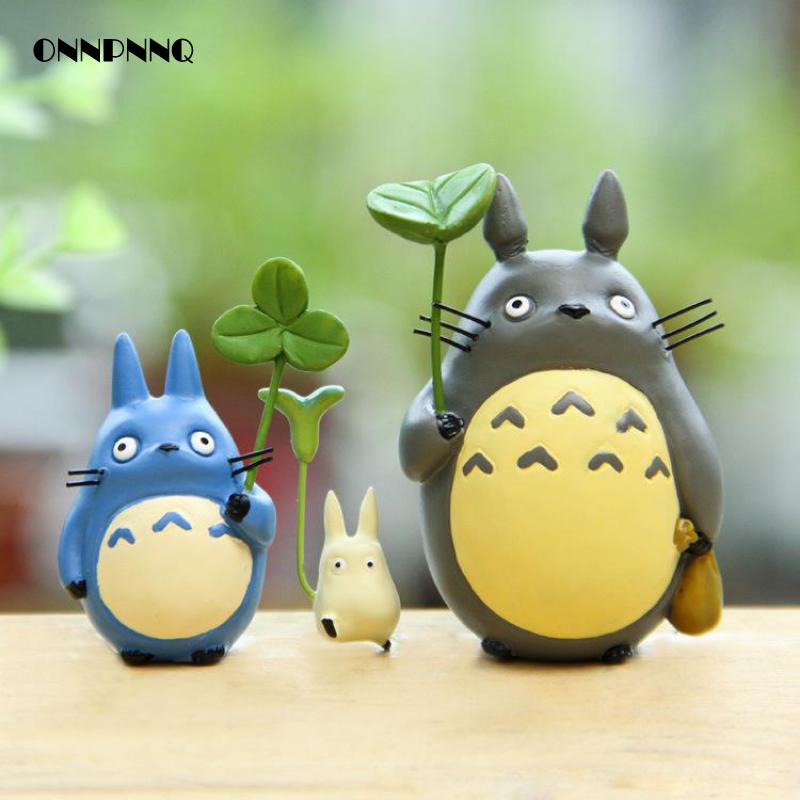 Totoro Baba Levelekkel Inga Miniatűr Figurák Rajzfilm Állati Barkácsolás Mikro Táj Kerti Szobor Dekoráció
