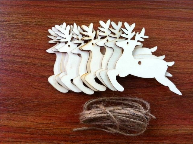 10pcs wooden deer