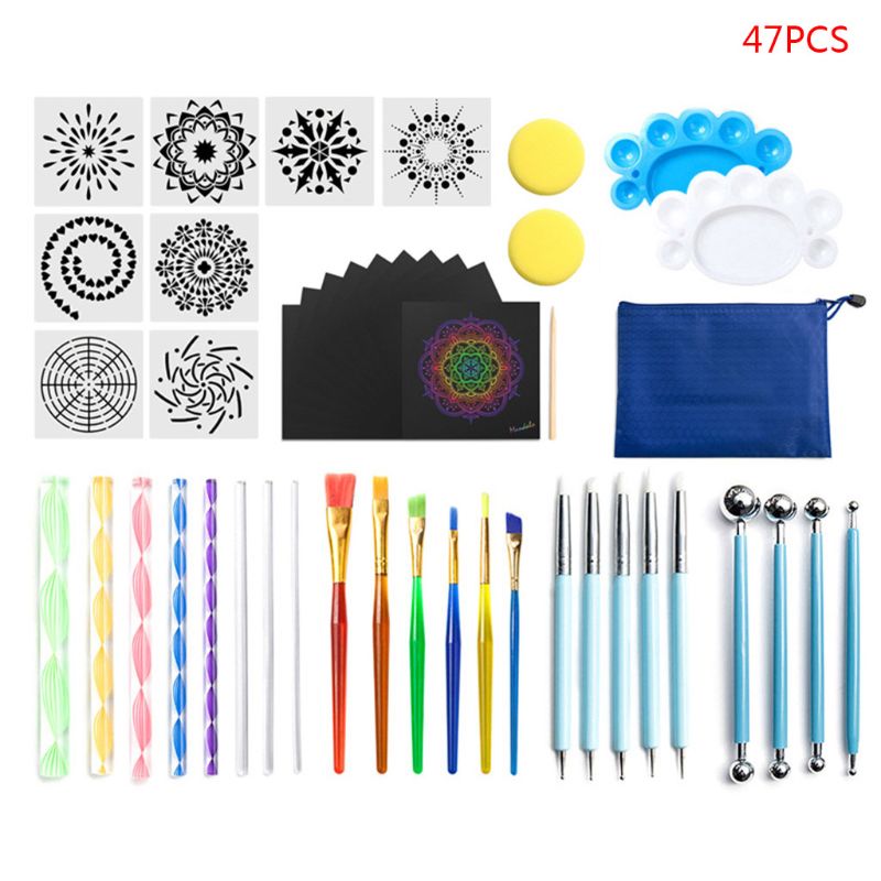 47-40-35-33-28-25-16pcs-set-Mandala-Dotting-Tools-for-Painting-Rock-Stone-Pen 47/40 // 35/33/28/25 / 16Db Szett Mandala Pöttyös Eszközök Szikla Kőből Készült Tollsablon Készlet X7Yd Festéséhez - Image 1