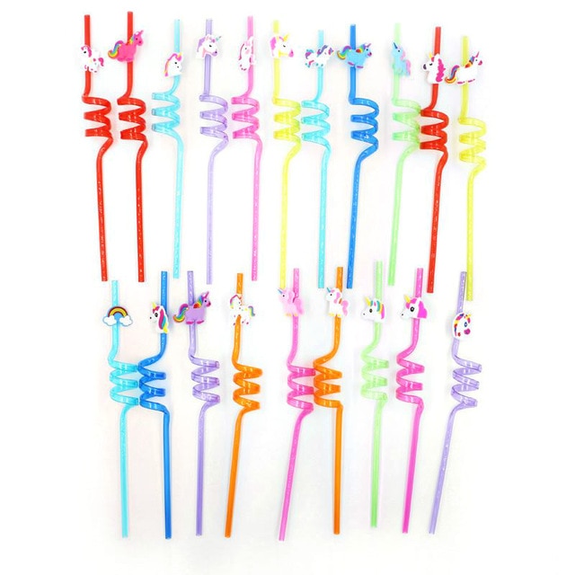 8pcs unicorn straw